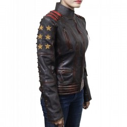 Women's Cafe Race OX Blood Waxed Brown Leather Jacket